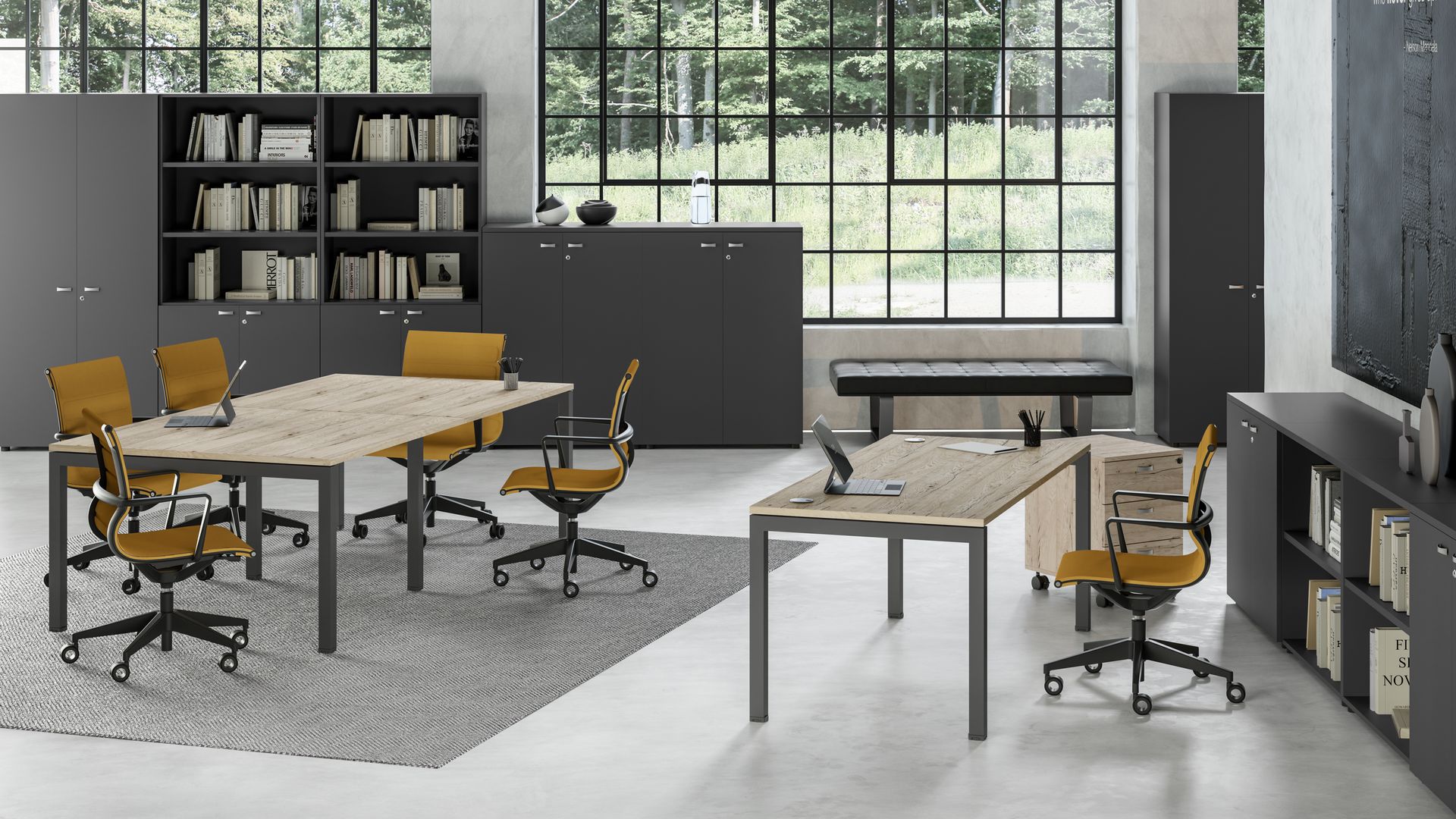 Bridge rovere canadese con armadi antracite